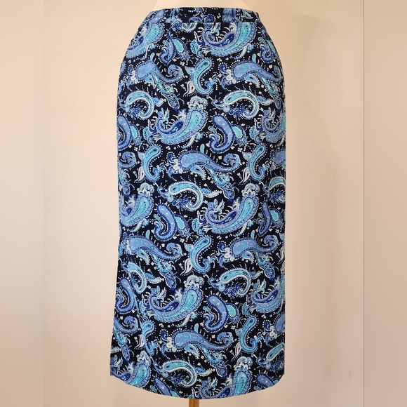 Vintage Briggs Petite Blue Paisley Teachers Skirt - Picture 2 of 12